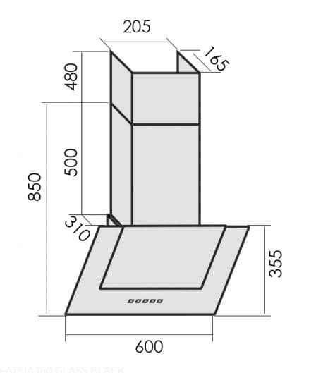 Пристенная вытяжка MBS FATSIA 160 GLASS BLACK