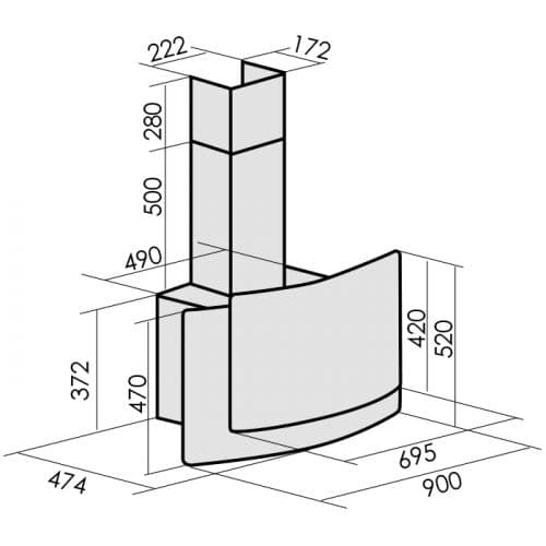 Пристенная вытяжка MBS ROSALIA 190 GLASS BLACK