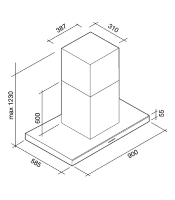 Пристенная вытяжка Falmec LUMINA NRS WALL IX+WH 90