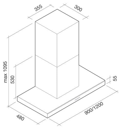 Пристенная вытяжка Falmec LUMINA NRS WALL IX+WH 120