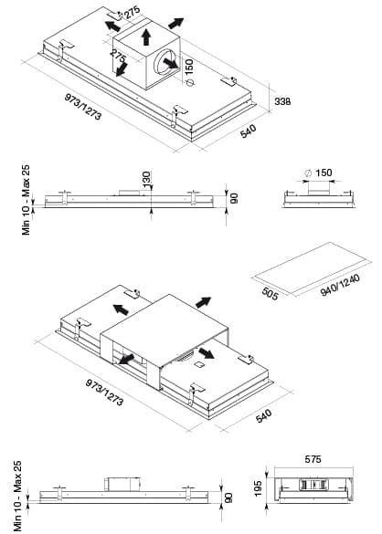Потолочная вытяжка Falmec STELLA ISOLA (без мотора) 90 WHITE
