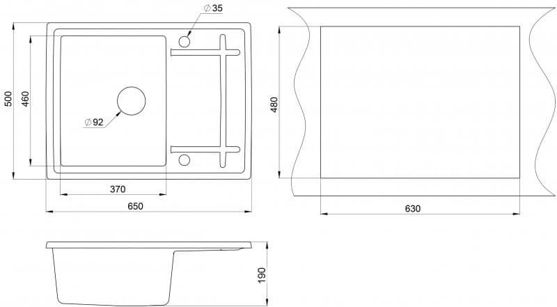 Кухонная мойка Granula GR-6501 оборачиваемая базальт