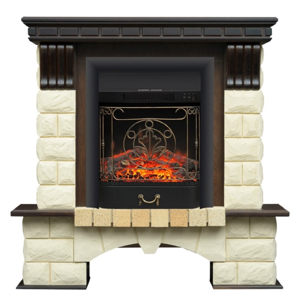 Каминокомплект Alex Bauman Tango Premium Mini унив + Majestic black/Majestic Brass