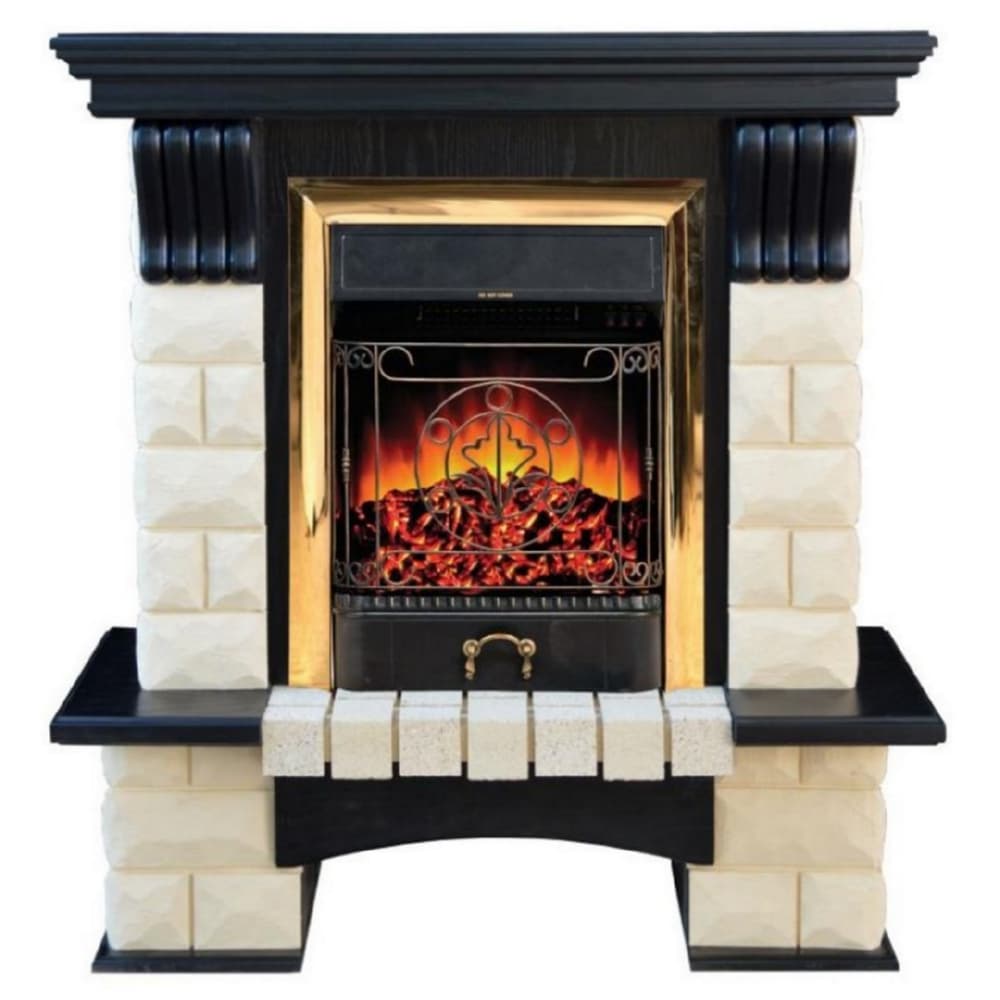 Каминокомплект Alex Bauman Tango Premium Mini унив + Majestic black/Majestic Brass