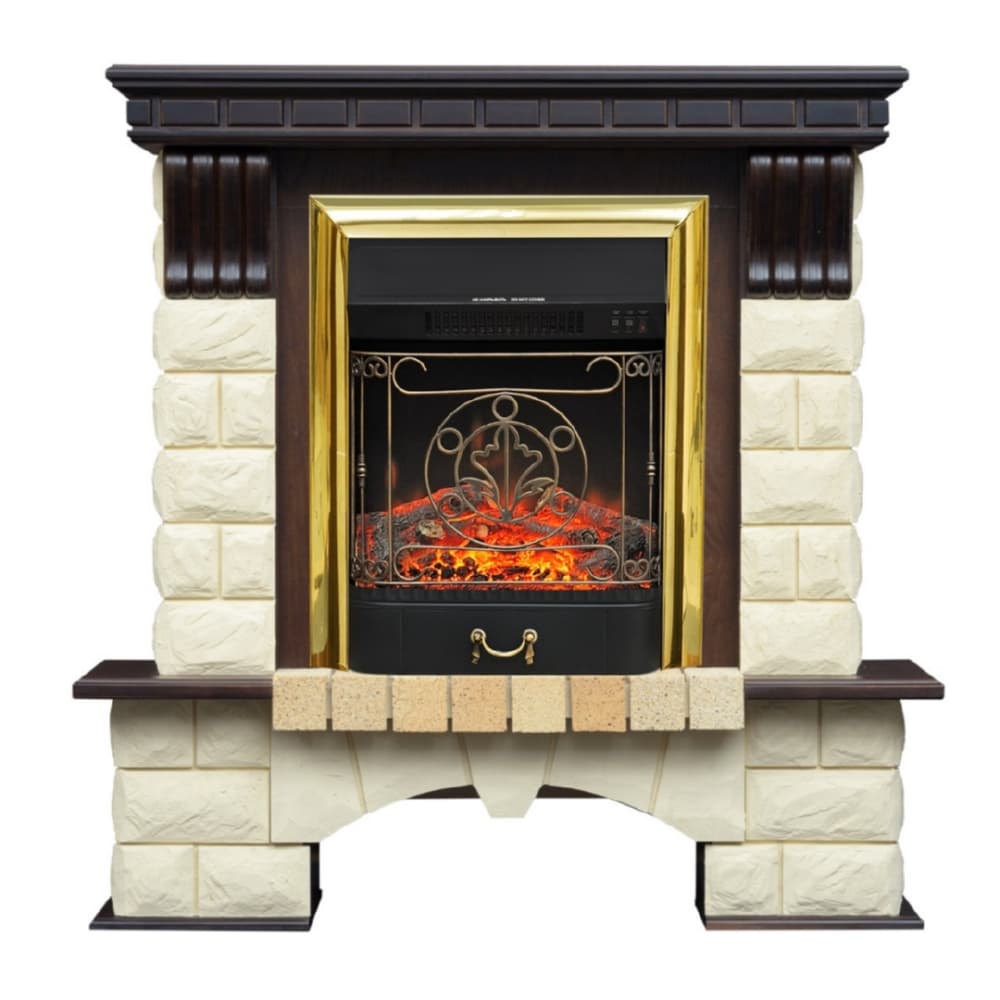 Каминокомплект Alex Bauman Tango Premium Mini унив + Majestic black/Majestic Brass