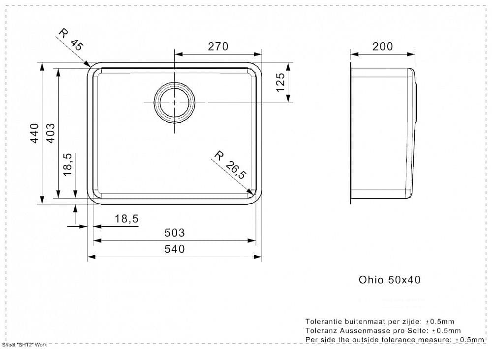 Кухонная мойка Reginox Ohio 50x40 Sahara Sand