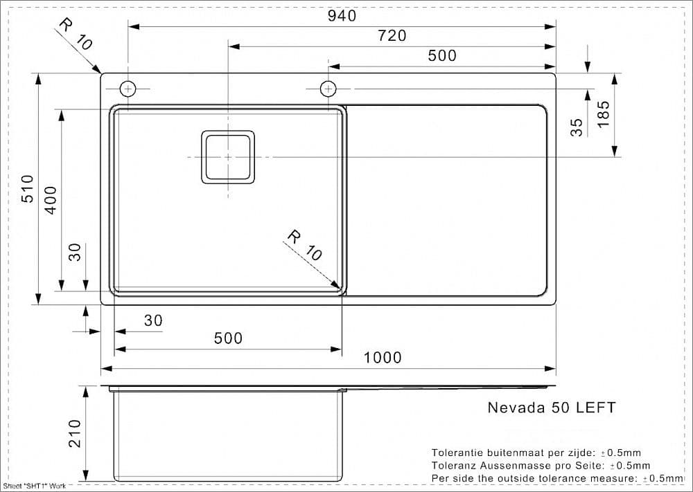 Кухонная мойка Reginox Nevada L 50 Left