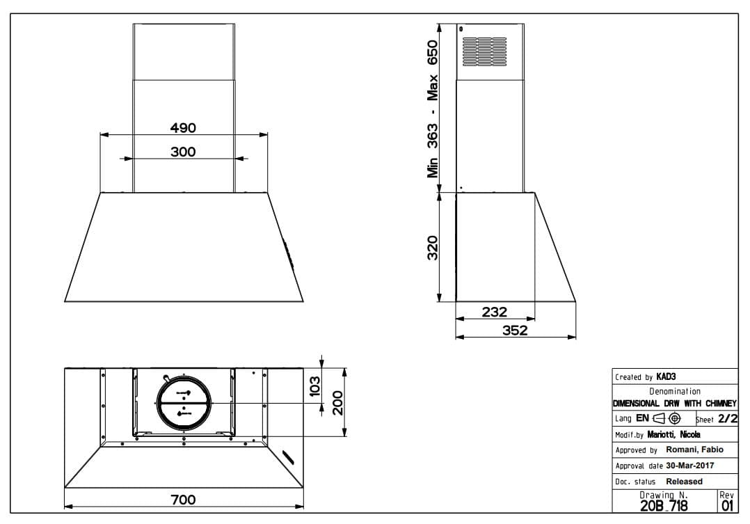 Пристенная вытяжка Faber CHLOE EV8P OC A70