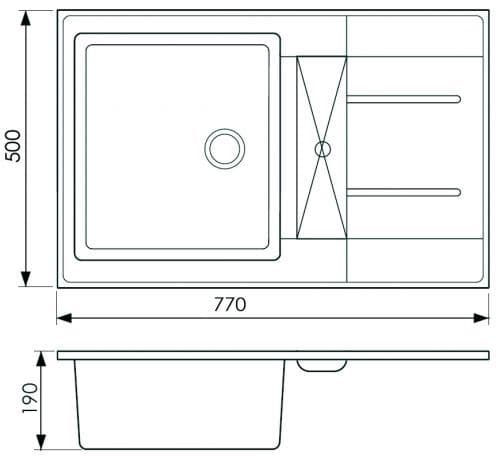 Кухонная мойка Whinstone КОРАЛЛ / РИВА В12 ЧЕРНЫЙ МЕТАЛЛИК