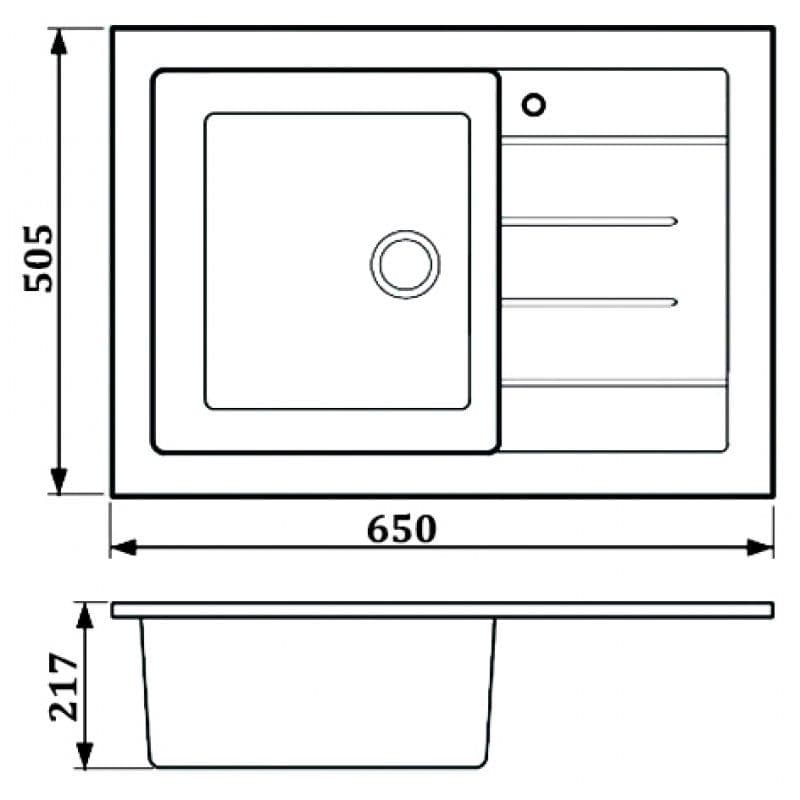 Кухонная мойка Whinstone МУНГО 650 РИВА В10 ЧЕРНЫЙ МЕТАЛЛИК