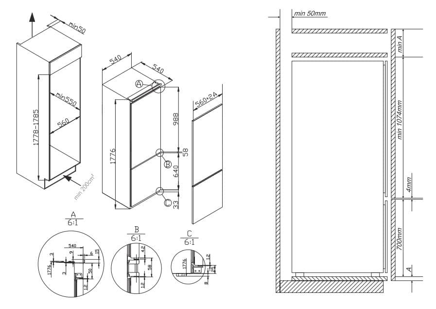 Встраиваемый двухкамерный холодильник Hansa BK316.3AA