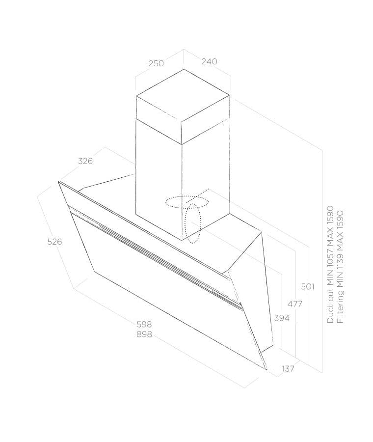 Пристенная вытяжка Elica STRIPE WH/A/90/LX