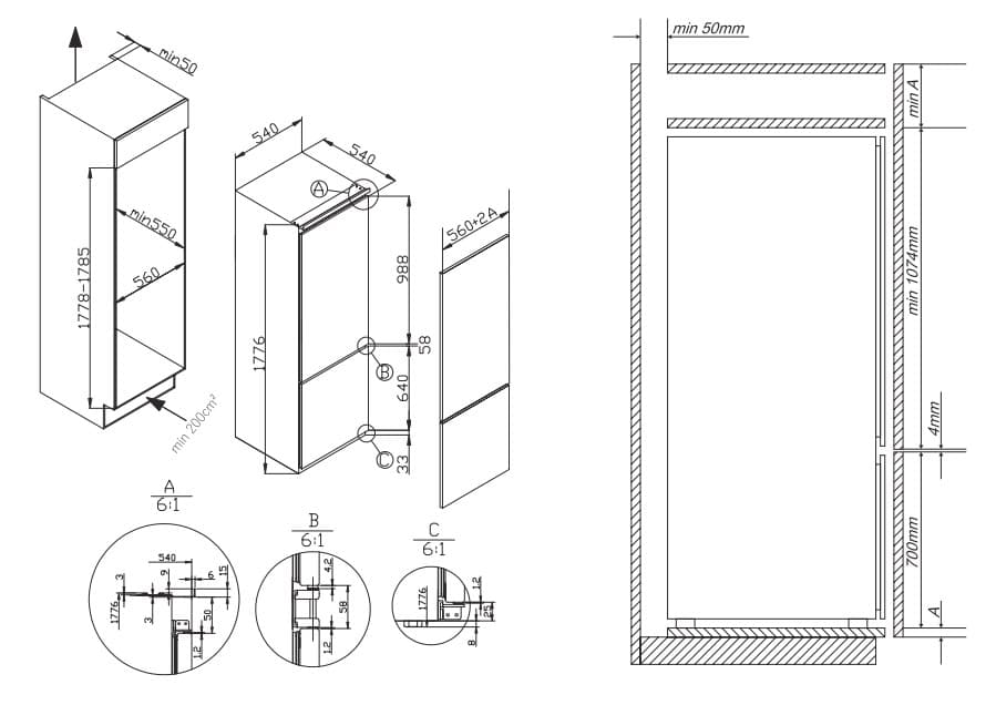 Встраиваемый двухкамерный холодильник Hansa BK3160.3