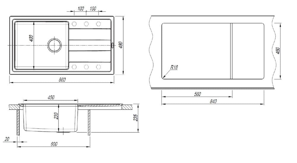 Кухонная мойка Florentina Комби 860 Песочный
