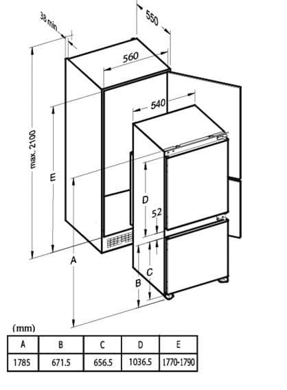 Встраиваемый двухкамерный холодильник Zigmund&Shtain BR 03.1772 SX