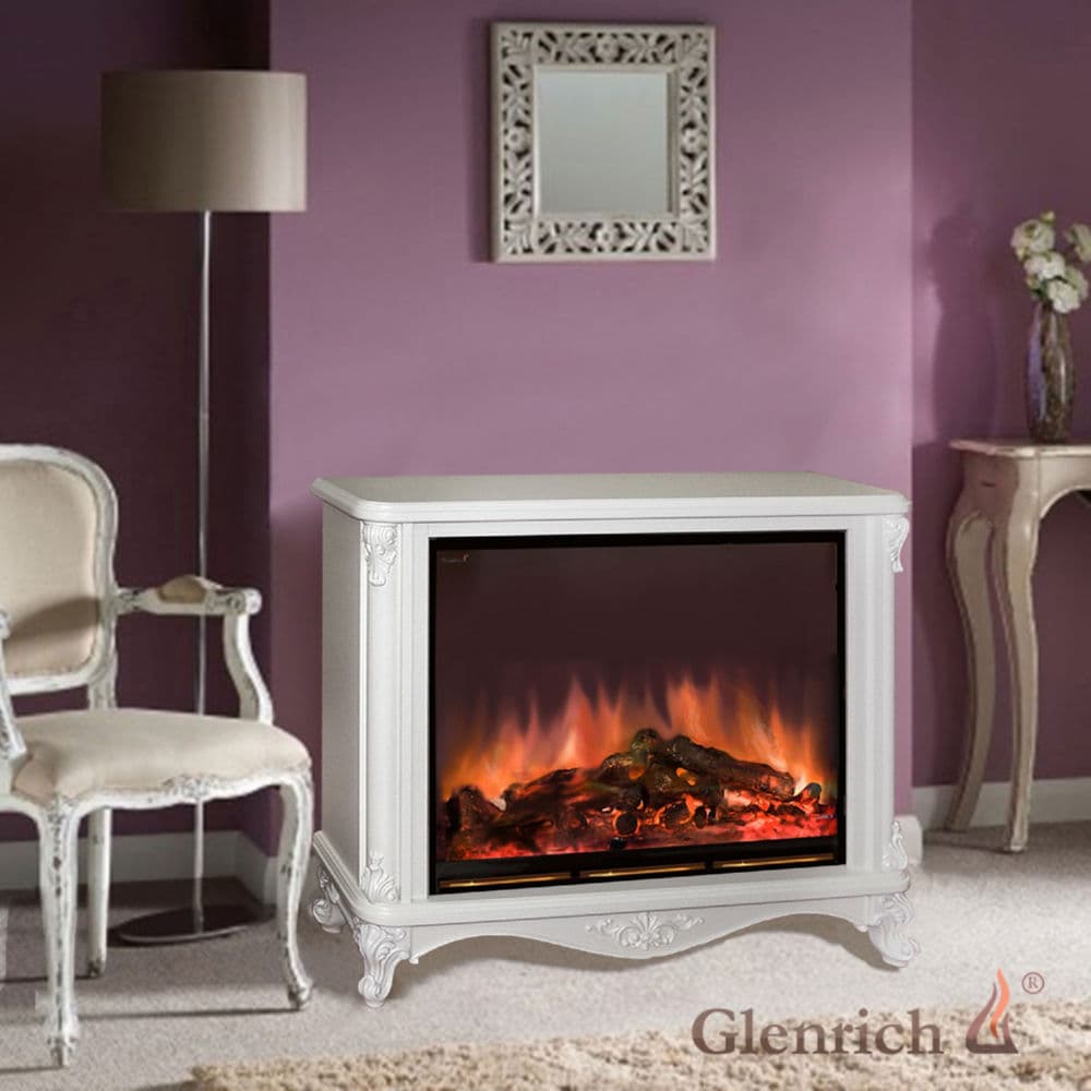 Каминокомплект Glenrich Версаль с царгой Arte 28 белая эмаль