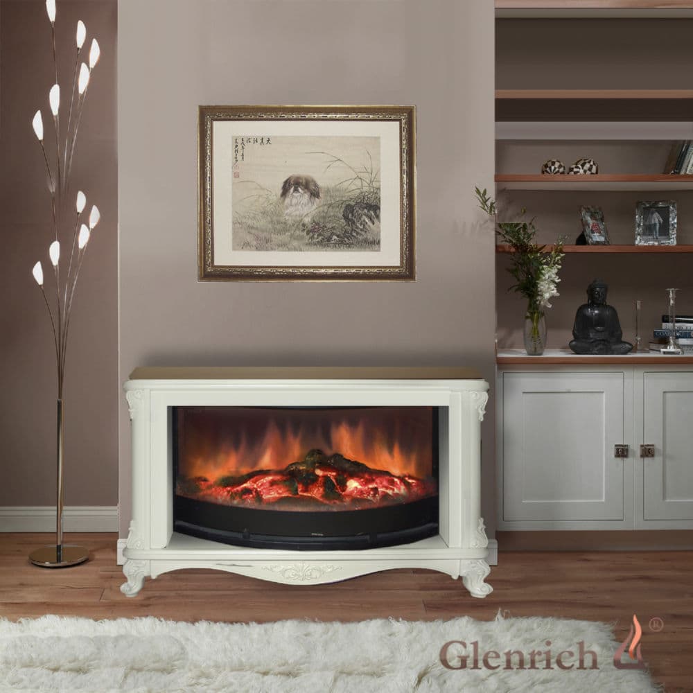 Каминокомплект Glenrich Версаль с царгой Rondo S86 белая эмаль