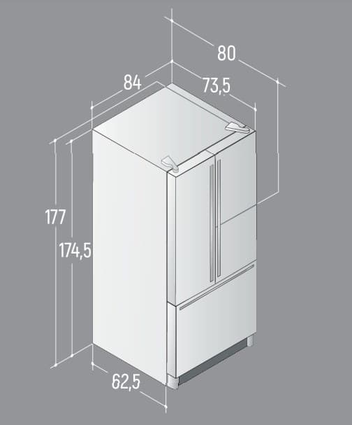 Отдельностоящий French door холодильник Io Mabe IWO19JSPFSS