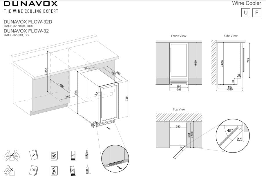 Встраиваемый винный шкаф Dunavox DAUF-32.78DB