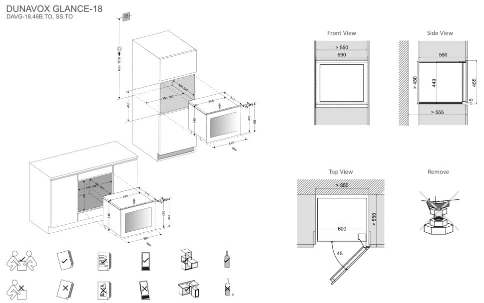 Встраиваемый винный шкаф Dunavox DAVG-18.46B.TO