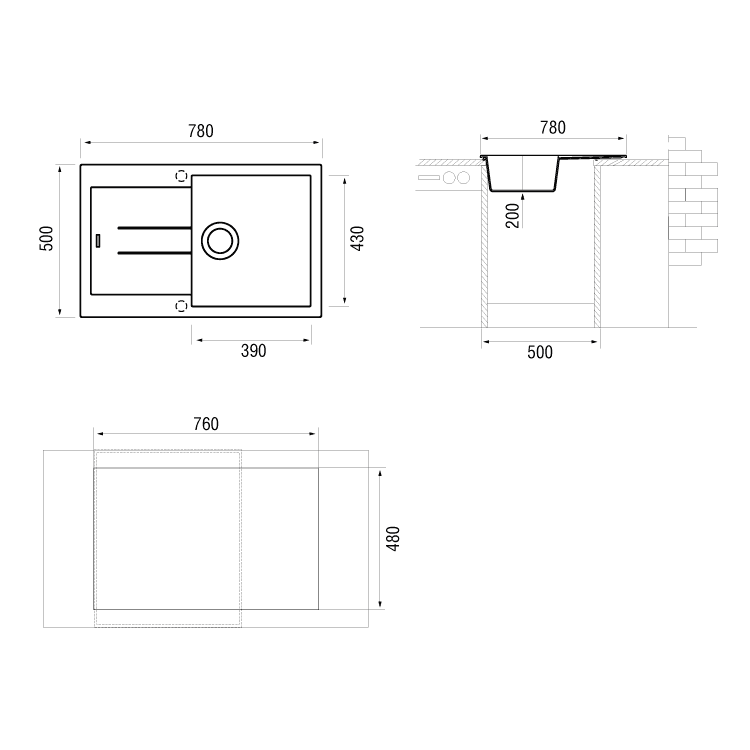 Кухонная мойка LONGRAN AMANDA AMG780.500 - 38 терра