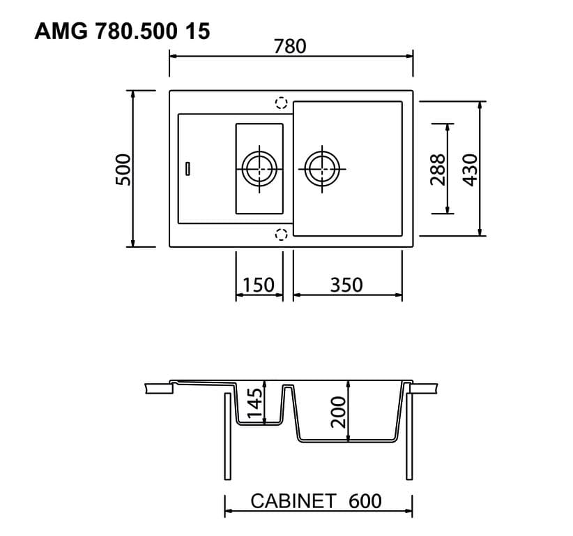 Кухонная мойка LONGRAN AMANDA  AMG780.500 15 - 49 крома