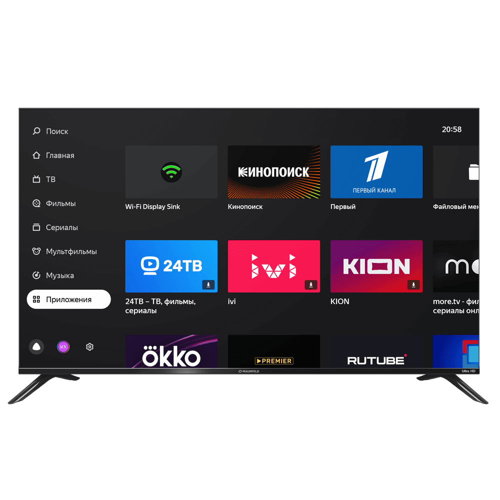 4K Ultra HD Яндекс TV телевизор Maunfeld MLT55USX02