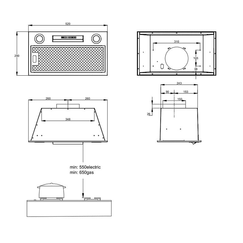 Встраиваемая вытяжка Korting KHI 6755 N