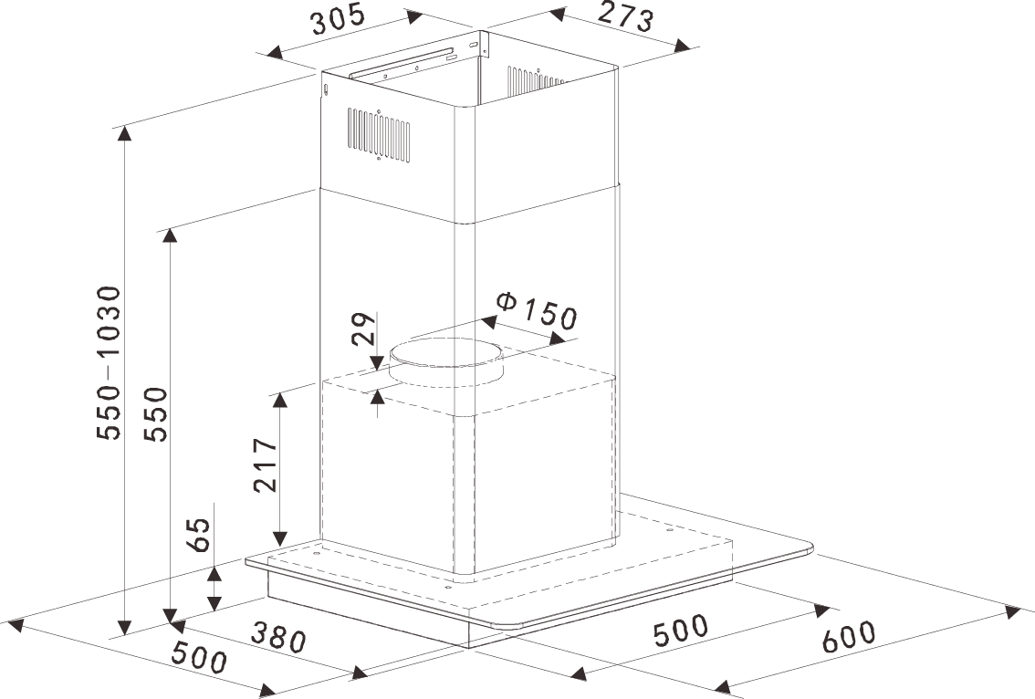 Пристенная вытяжка Brandt BHB1644IX