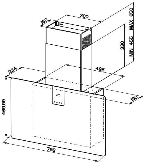Пристенная вытяжка Faber SOFT SLIM NERO INGO A80