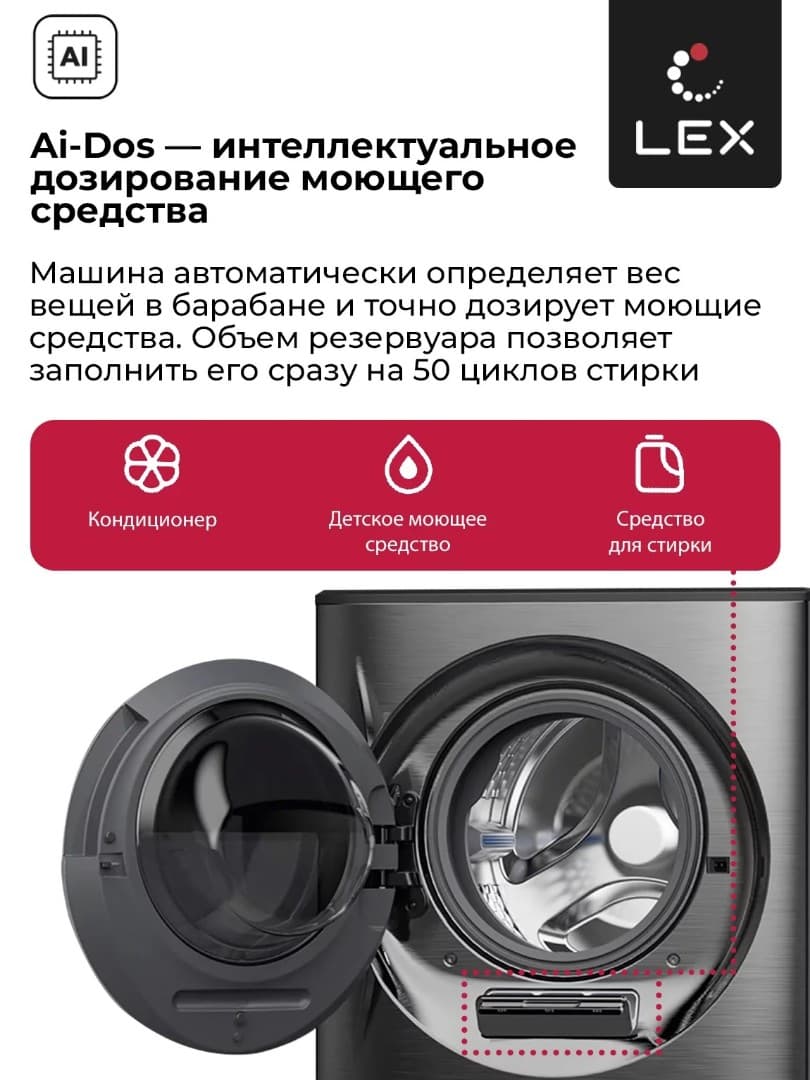 Отдельностоящая стиральная машина с сушкой Lex LWM10714LUXIDD