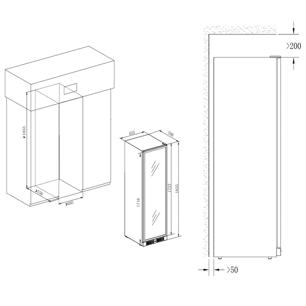 Отдельностоящий винный шкаф Temptech CPRO1800SX-24