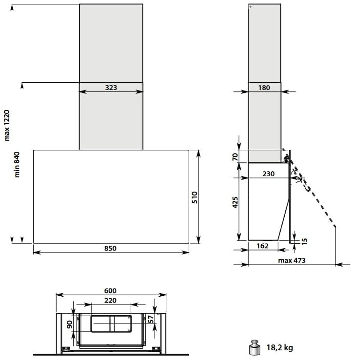 Наклонная вытяжка Falmec COVER 85 STONE