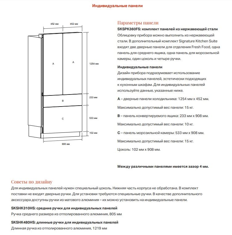 Встраиваемый French door холодильник Signature Kitchen Suite SKSFD3634P (SKSFD3614P)