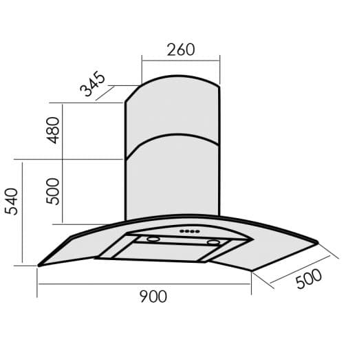 Пристенная вытяжка MBS TORENIA 190 GLASS