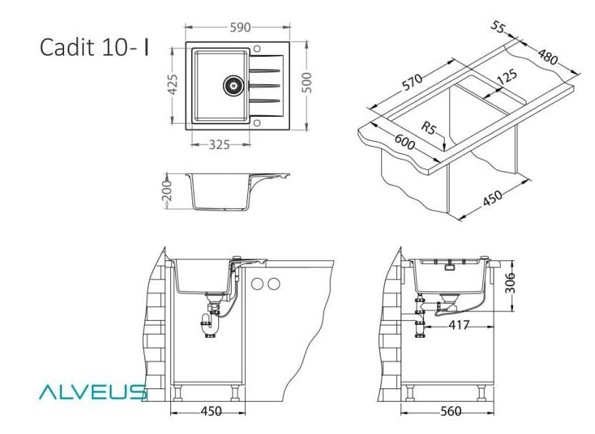 Кухонная мойка Alveus GRANITAL CADIT 10 TERRA
