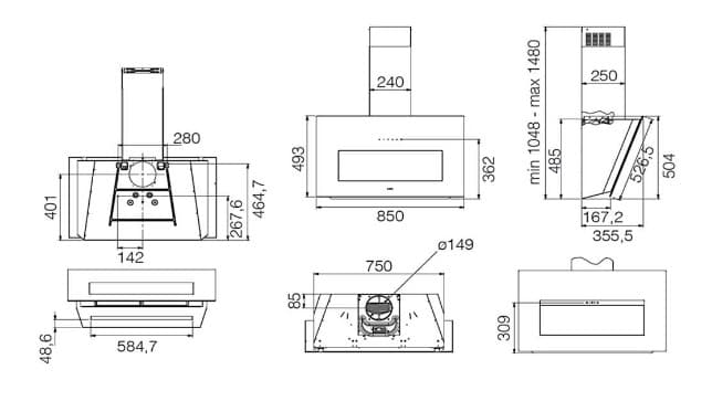 Пристенная вытяжка Elica BLOOM BL/A/85