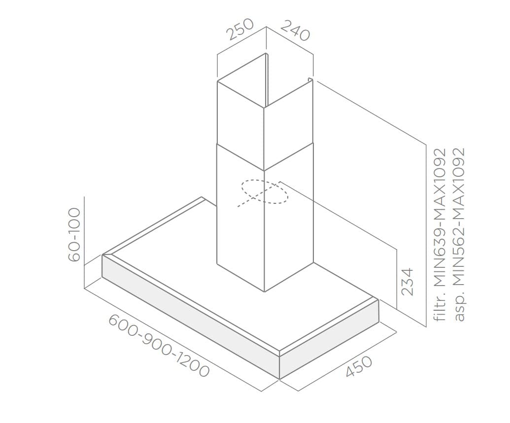 Пристенная вытяжка Elica SPOT NG H6 IX/A/90 LED