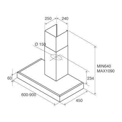 Пристенная вытяжка Jet Air POLA P 90 INX LED