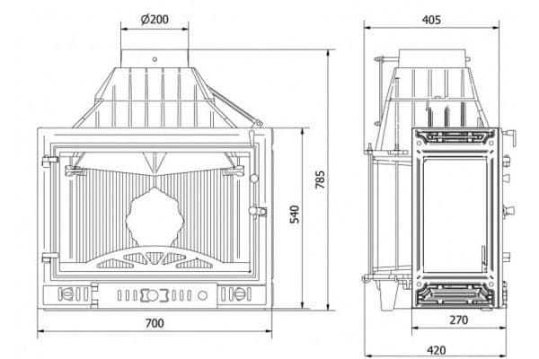 Дровяная печь Kaw-Met W3 Dual трехсторонняя