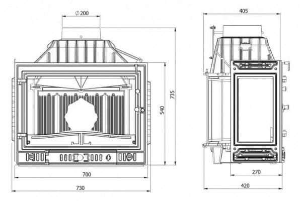 Дровяная печь Kaw-Met W4 Dual трехсторонняя