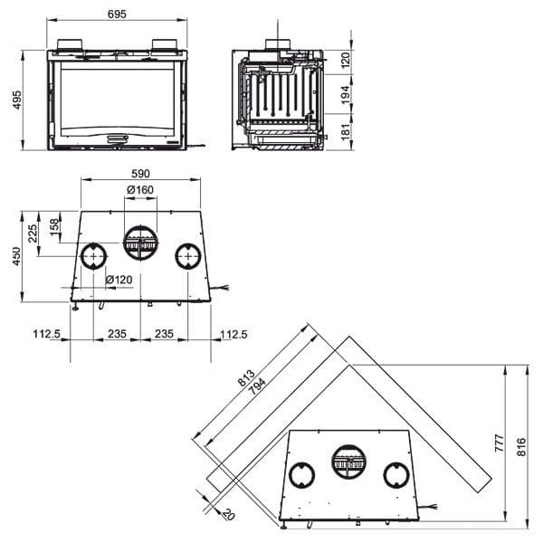 Дровяная печь La Nordica Inserto 70 Ventilato H49