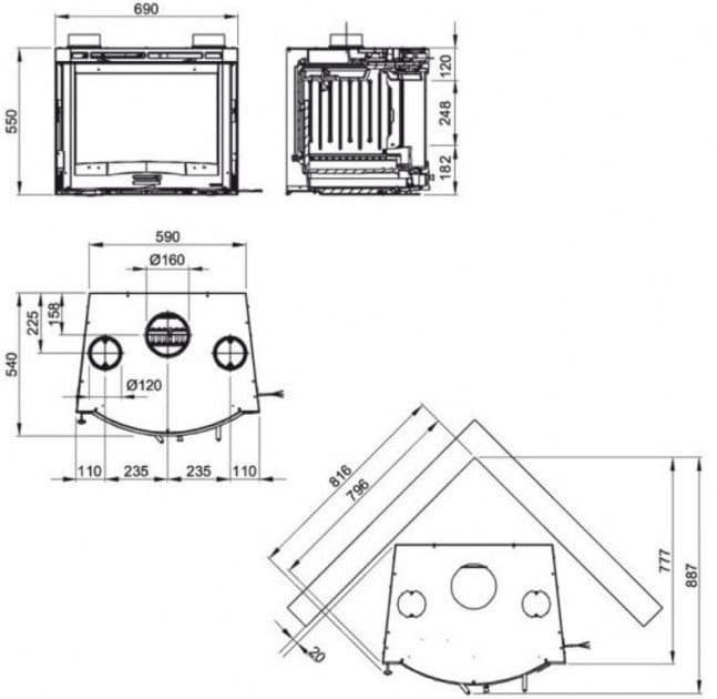 Дровяная печь La Nordica Inserto 70 Ventilato Tondo