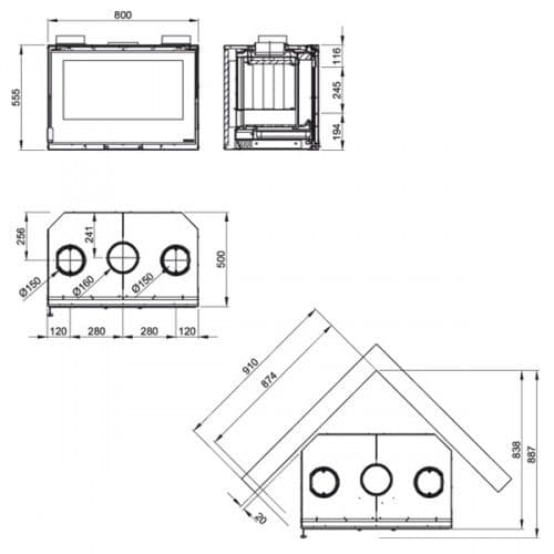 Дровяная печь La Nordica Inserto 80 Crystal Ventilato Evo