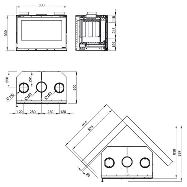 Дровяная печь La Nordica Inserto 70 Crystal Ventilato