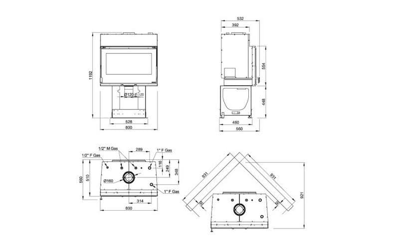 Дровяная печь La Nordica Focolare 80 Bifacciale Hybrid
