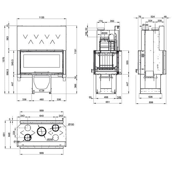 Дровяная печь La Nordica Focolare 100 Bifacciale Hybrid