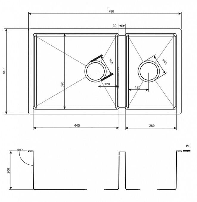 Кухонная мойка Zorg PVD 78-2-44 GRAFIT