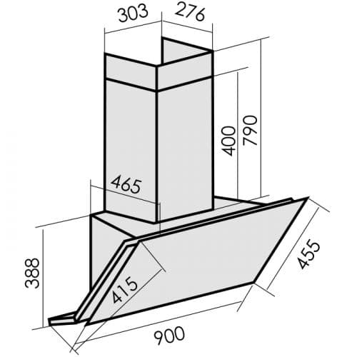 Пристенная вытяжка MBS ABELIA 190 GLASS BLACK